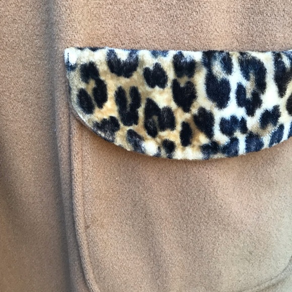 Vintage Wool Coat with Faux Leopard Trim - Picture 4 of 9
